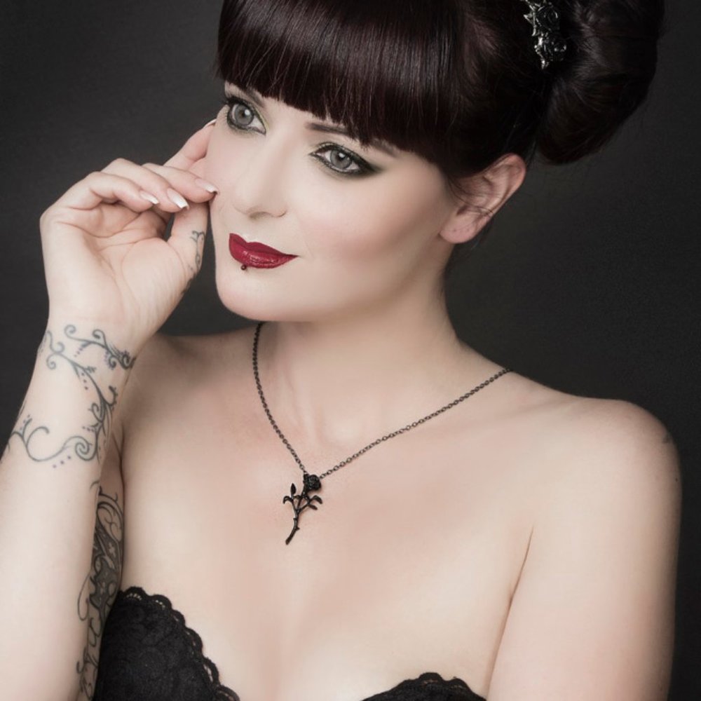 Alchemy Gothic Romantic Black Rose Pendant NWT - Picture 3 of 6